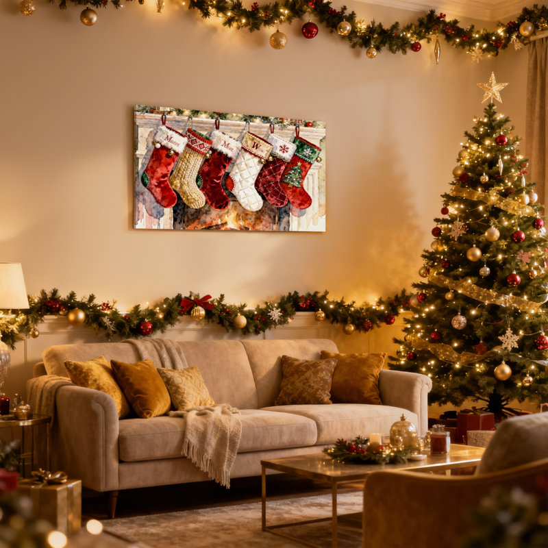 Ensemble de 3 toiles de Noël suspendues, H 12 po x l 18 po