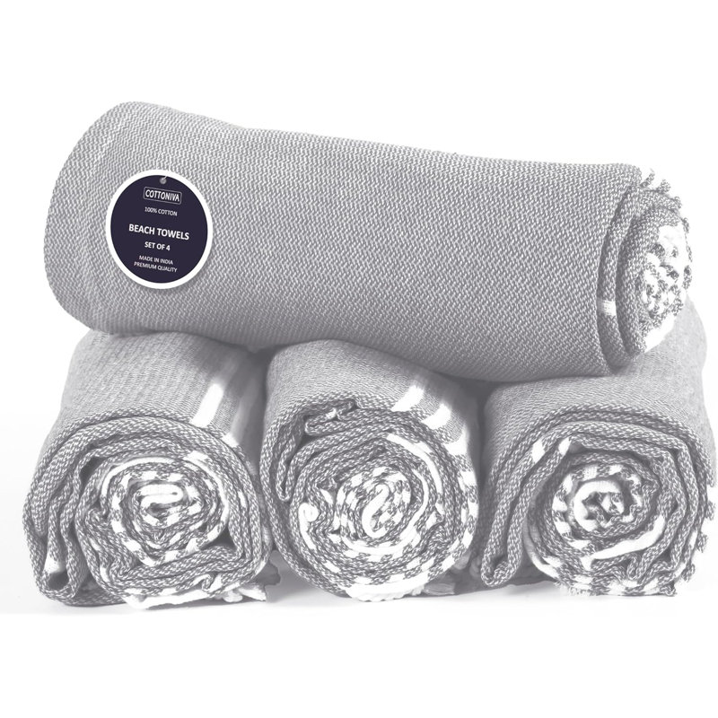 Meini Cotton Beach Towel, Gray