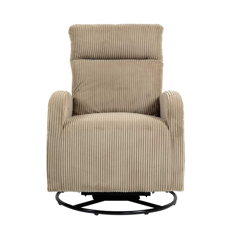 Upholstered Swivel Glider Rocking Chair, Light Brown Corduroy