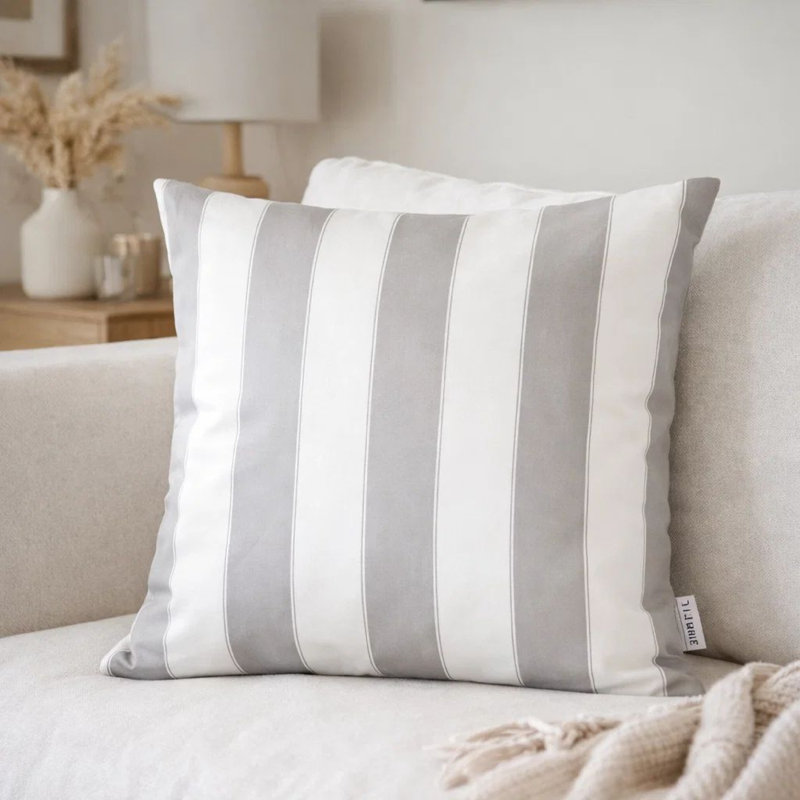 Housse de coussin d'extérieur Keo, Argenté / blanc, Carré H 20 po x l 20 po