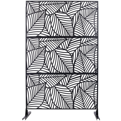 Outdoor & Indoor Privacy Screen Metal Privacy Screen 76" H×48" W, Freestanding Decorative Privacy Screen for Deck Balcony Patio, Privacy Fence Panels for Outside Lawn Garden PS111 BLACK