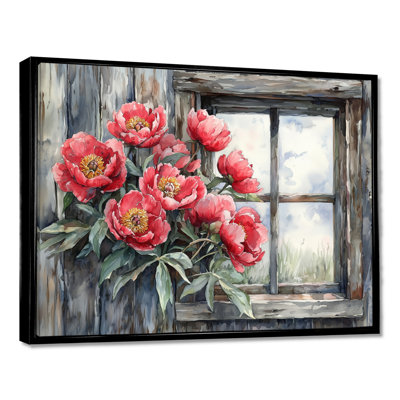 «Dontarious Pe pivons At The Barn Window I», art mural pivoines pour le salon