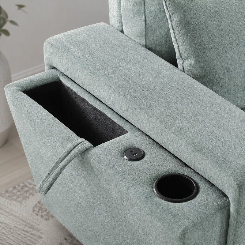 Canapé modulaire en chenille à 3 places en L 94 po Velnorqua, Bleu vert