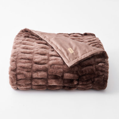 Ruched Faux Fur Throw Blanket
