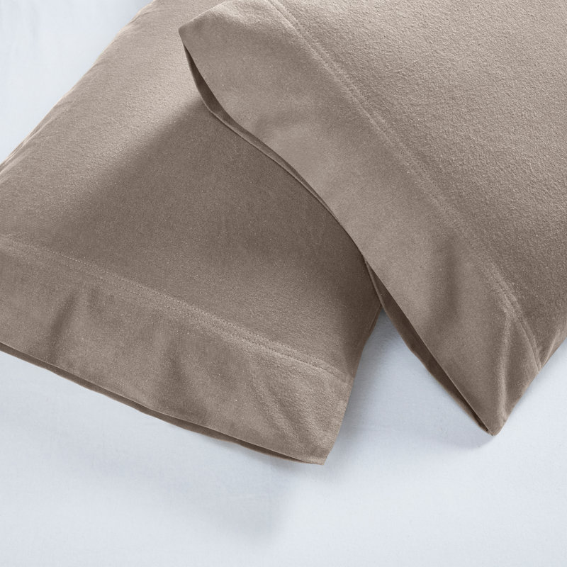 Taies d'oreiller modernes en flanelle de coton Rome, Gris, Standard