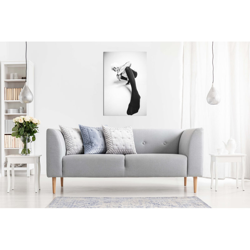 Panther Print Fine Art Prints Black & White Woman Angled Pose Artistic Framed Canvas Prints, Pictures For Home Walls, Bedroom, Living Room & Bathroom Decor - Wrapped Canvas Art Prints
