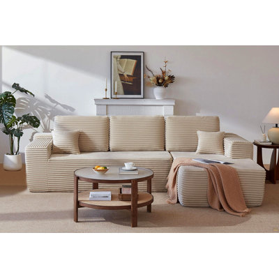 104" Cloud Sectional Sofa with L-Shape Chaise and Side Pockets , Modern Modular Design, Deep Seating, Upholstered Couch for Living Room/Bedroom, No As