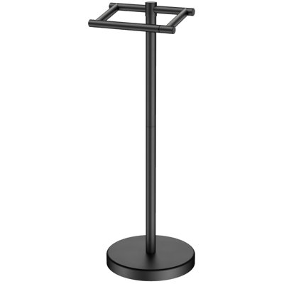Freestanding Toilet Paper Holder Stand, Pivoting Design, Weighted Base Toilet Paper Stand, Matte Black