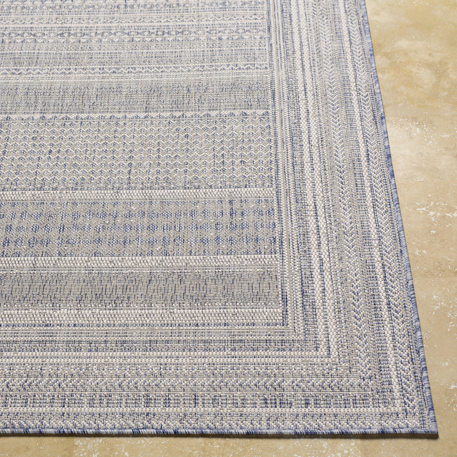 Ilenne Oriental Area Rug in Blue, Rectangle 5'3" x 7'