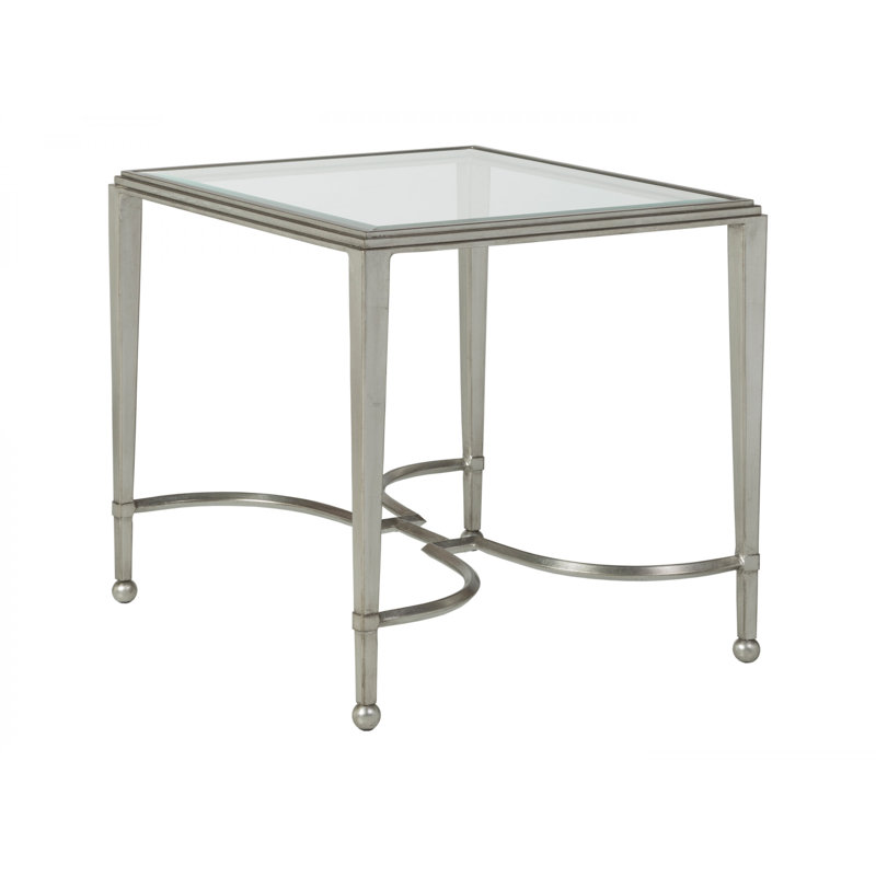 Metal Designs Sangiovese Rectangular End Table, Silver Leaf