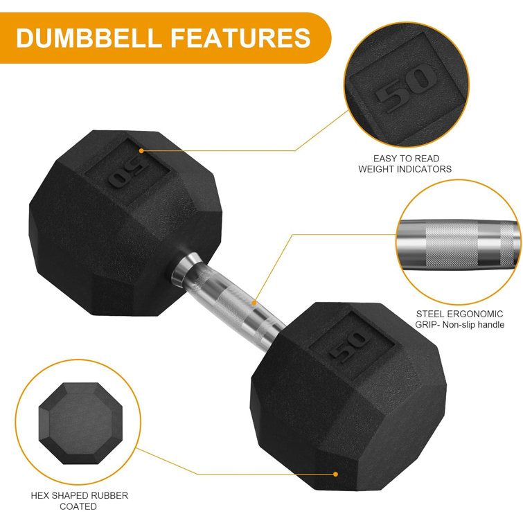 Premium Rubber Coated Hex Dumbbell Weight Set With Rack, Multiple Packages, 550lb For Home Gym, Coated Hand Weights For Strength Training, Workouts