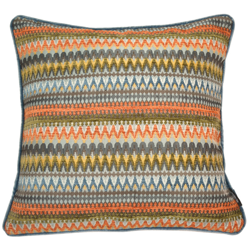 Isaacs Geometric Square Cushion, 60cm x 60cm, Cushion Cover, Orange/Teal