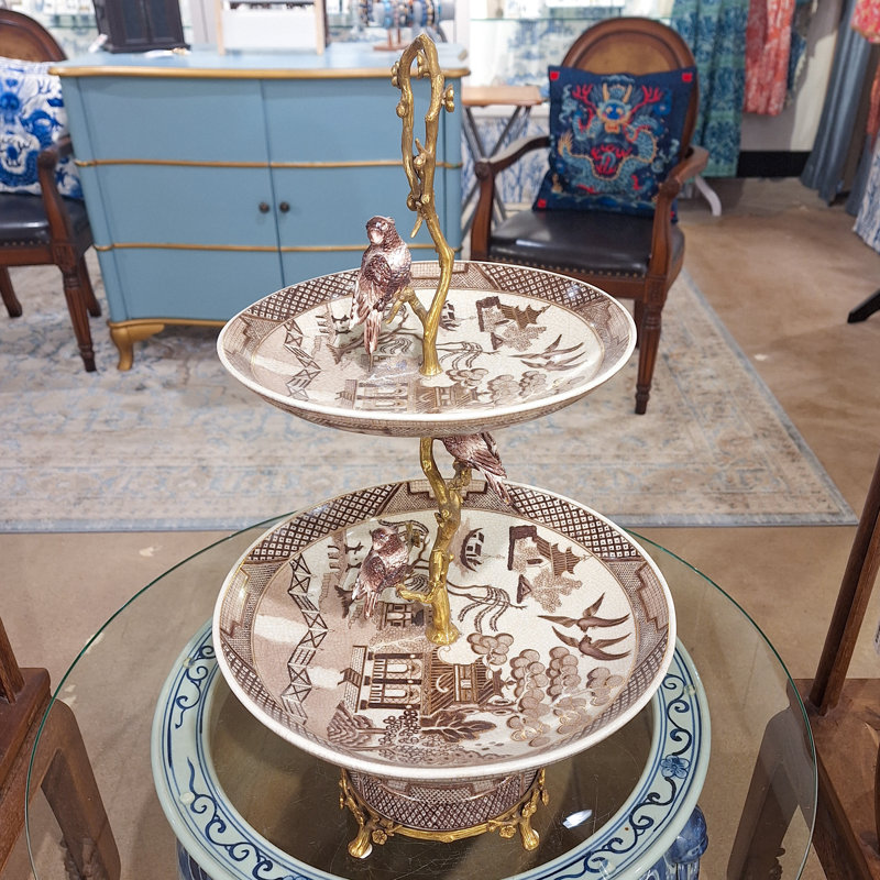 Porcelain Tiered Tray With Bronze Ormolu Imperial Palace