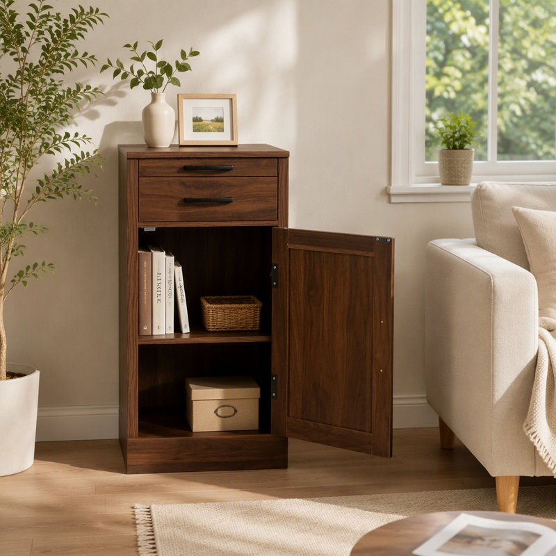 Armoire de bar modulaire avec rangement en bois de noyer pour salle à manger