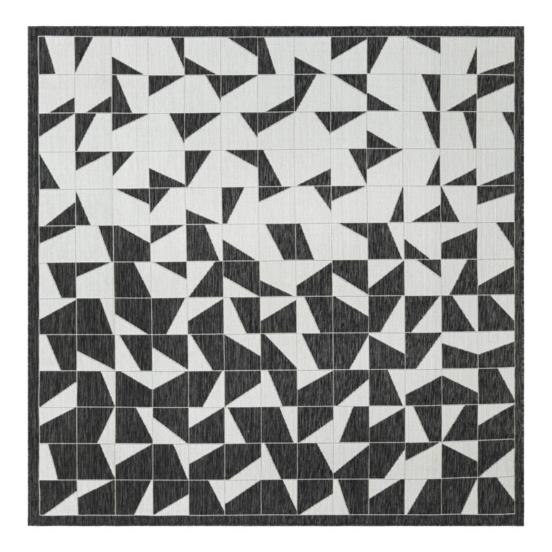 Tapis intérieur / extérieur d'extérieur moderne, Carré 7 pi 10 po