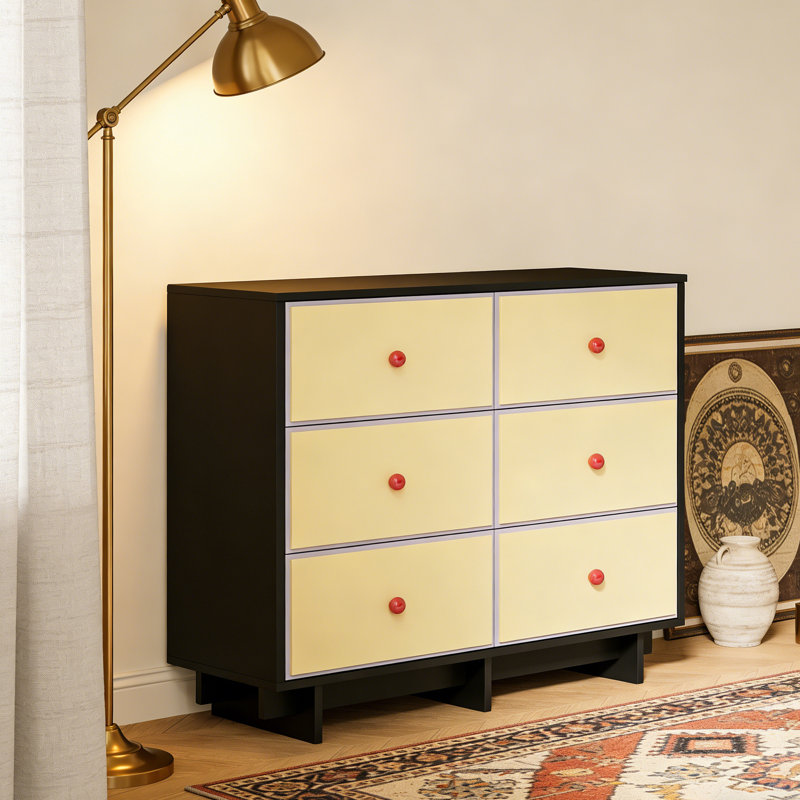 Commode d'appoint style rétro français, Jaune