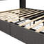 Dark Grey Bed Frame With Led & 4 Under Storage Slots - Queen Bed, Headboard Drawers,