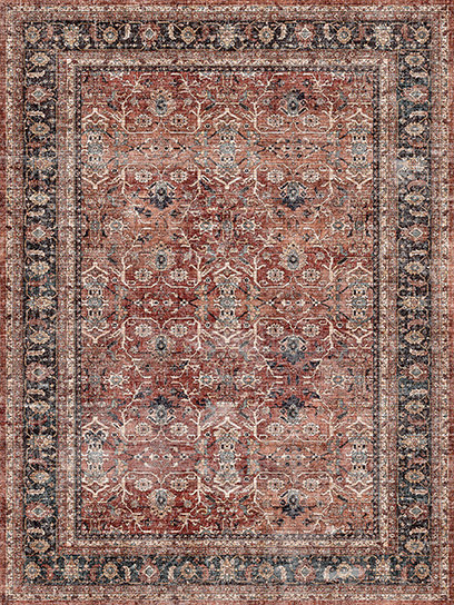 Zephyr Red Easy to Clean Vinyl Rug, Rectangle  2' x 8'