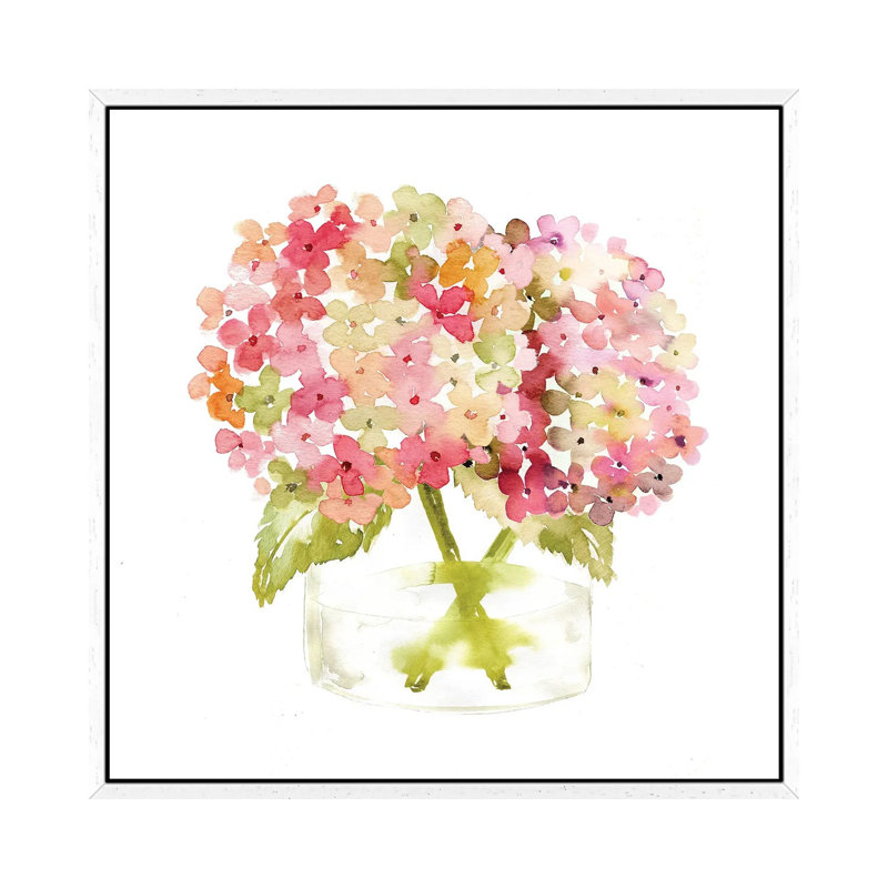 Hydrangea Pink Vase by Sara Berrenson - Gallery-Wrapped Canvas Giclée on Canvas, White Framed, 66.04 cm H x 66.04 cm W