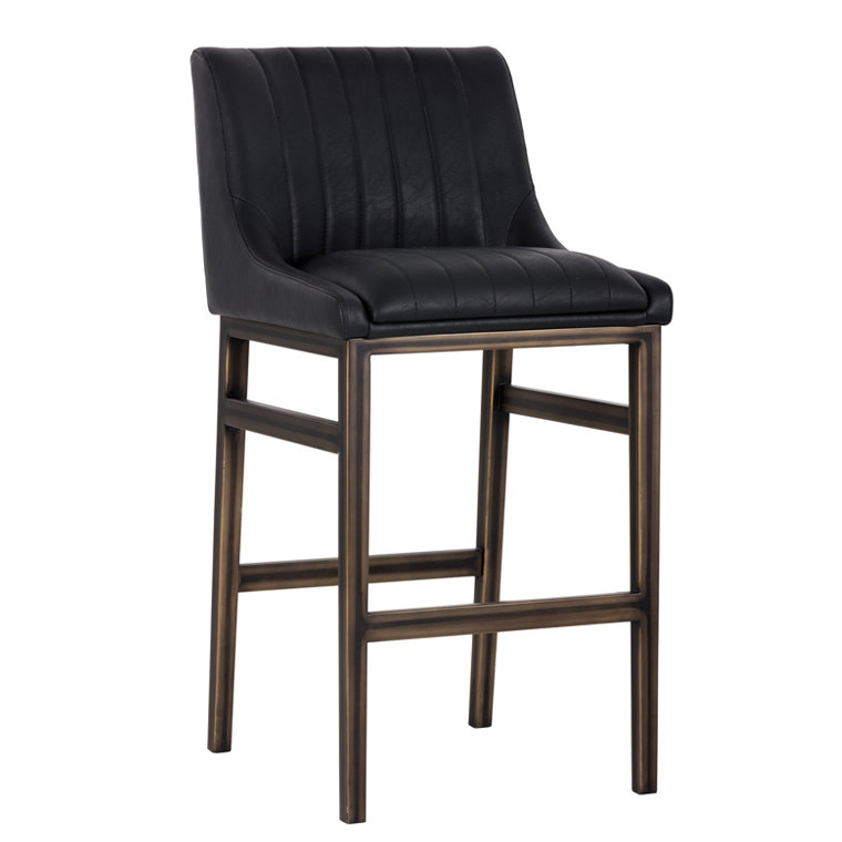 Tabouret de bar Halden - noir rétro, Siège noir / cadre brun foncé, Tabouret de bar (siège d'une hauteur de 30 po)
