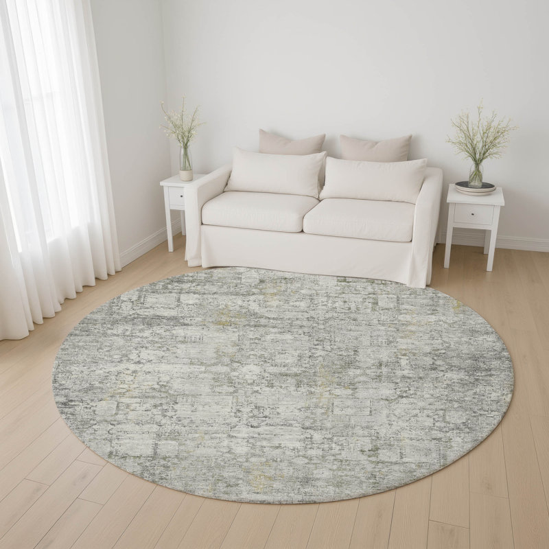 Premium Machine Washable Maag AMF1764 Modern Rug, Round 8'