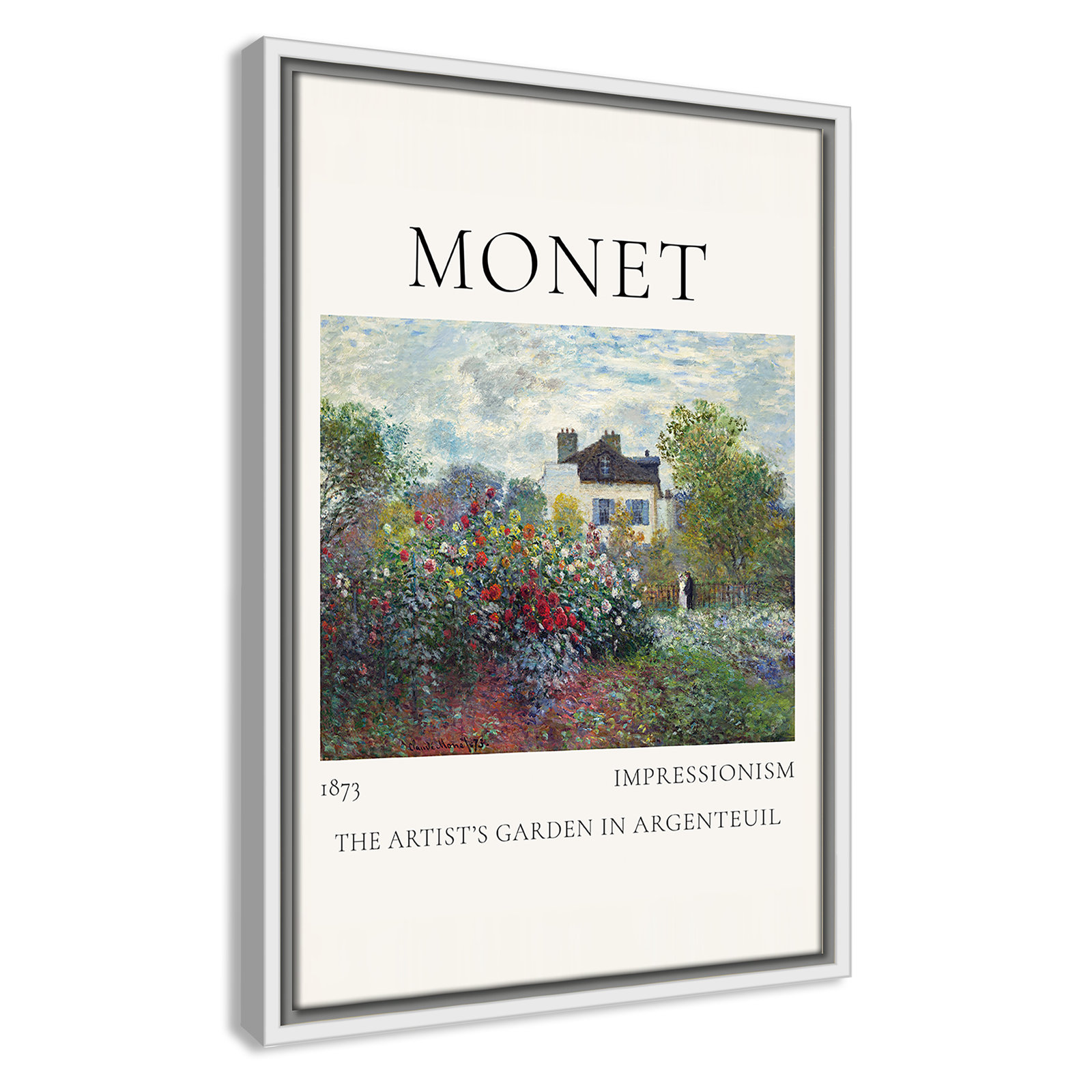 Old Masters Collection "Artists Garden in Argenteuil" Print, No, 19.5" H x 13.5" W x 2" D, White Floater Frame