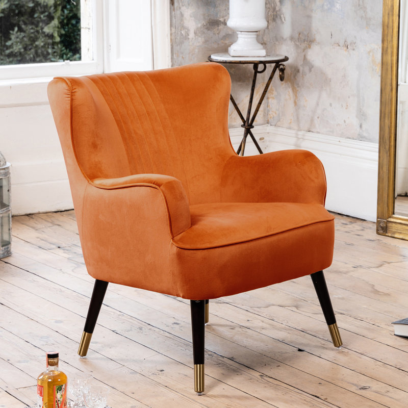 Dawe Velvet Wingback Chair, Orange