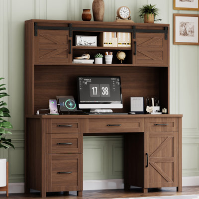 Computer Desk With Hutch & Charging Station