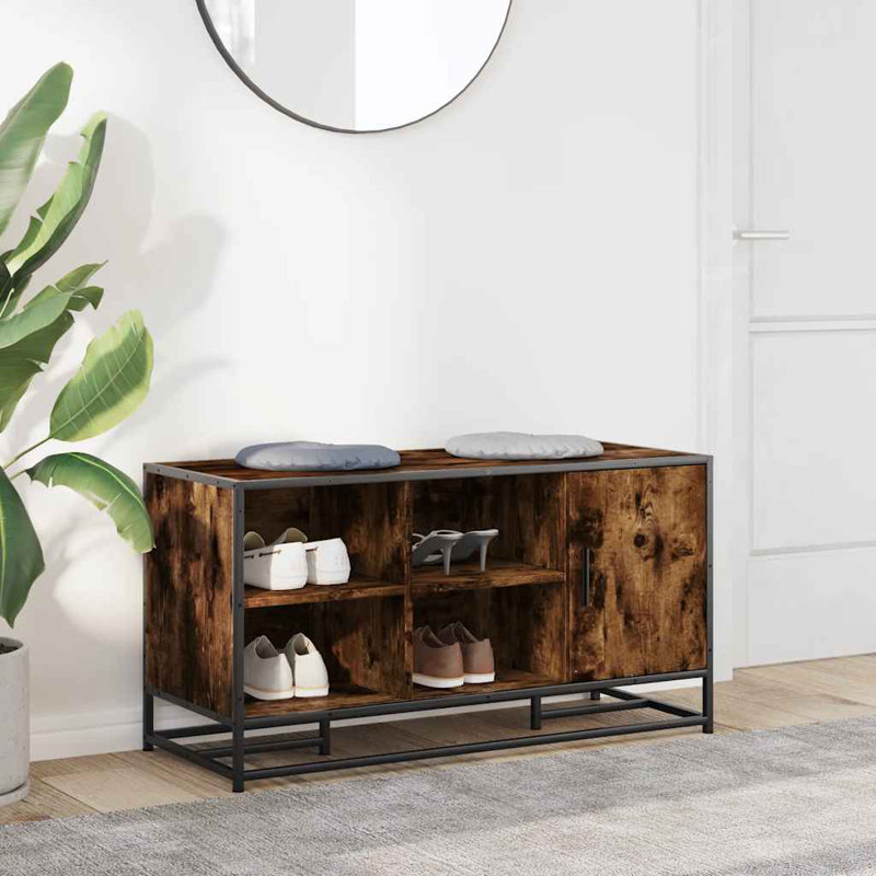 5 Pair Shoe Storage Bench, Smoked Oak