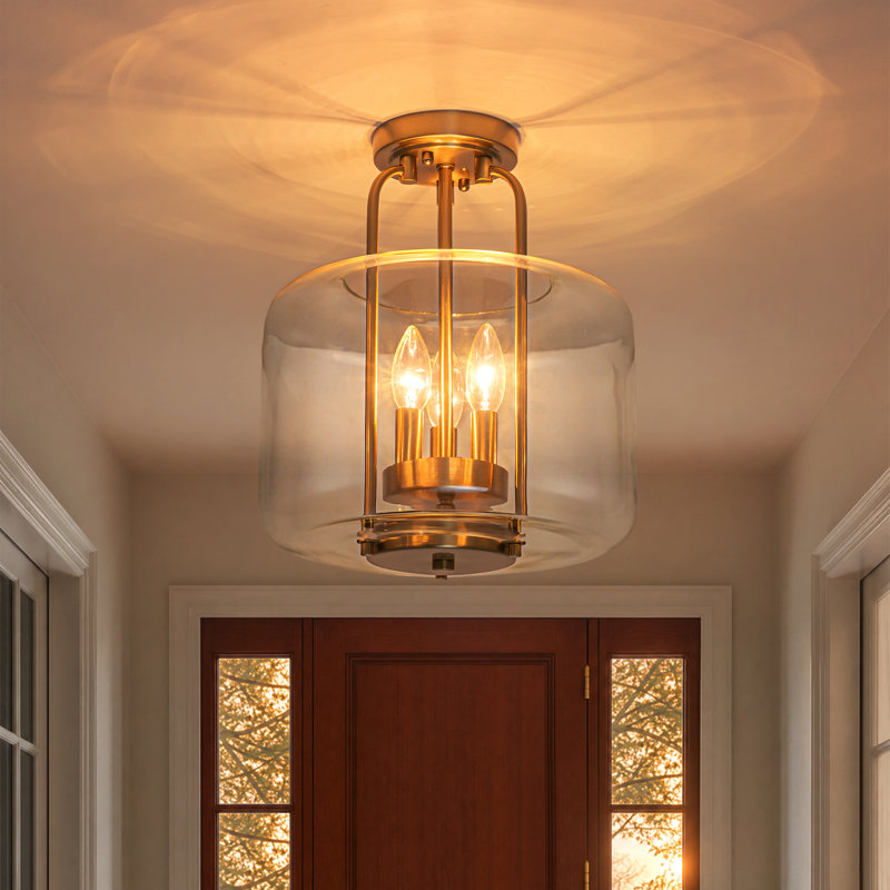 Plafonnier semi-encastré en verre transparent l 11,8 po
