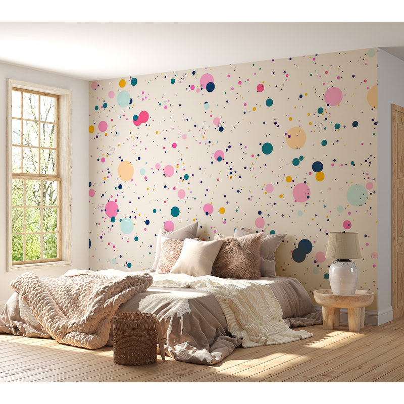 Murale pelez et collez - mouchetures et éclaboussures, L 173 po x L 124 po
