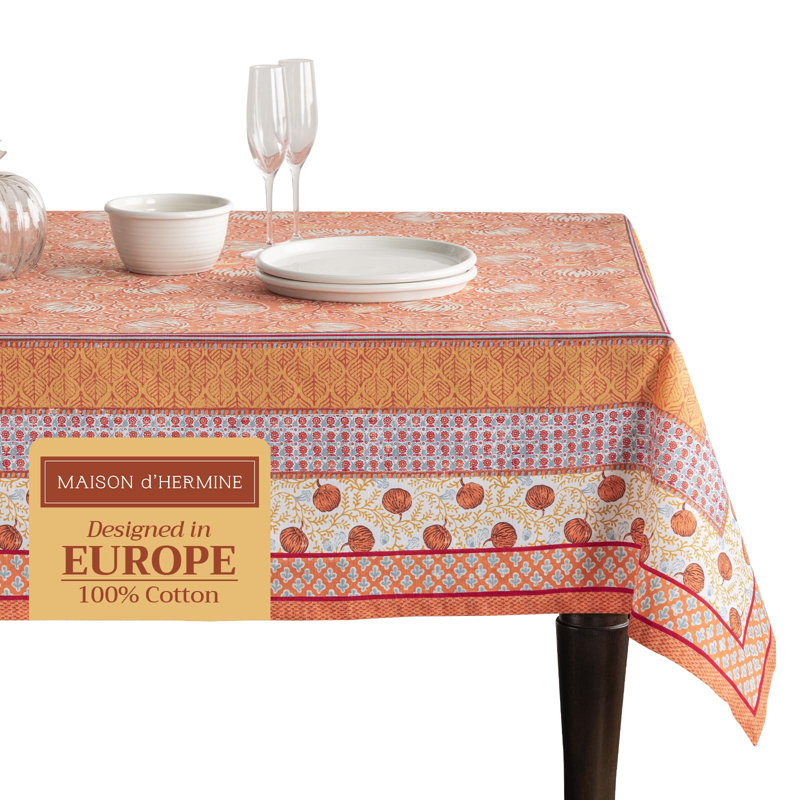 Maison d' Hermine Table Cloth Rectangle Table 100% Cotton 60 x 90 Inches Fall Tablecloth Reusable Everyday Use for Thanksgiving Christmas Decorations Dining Farmhouse Party (Harvest Festival)
