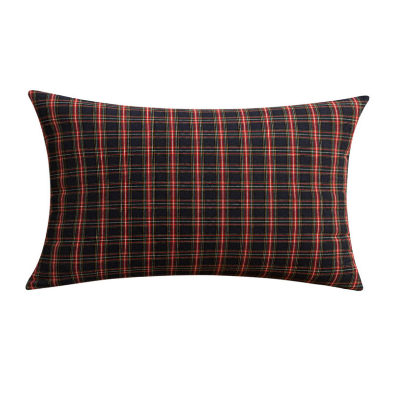 Housse de coussin 100% coton, 22 po x 14 po, Rouge / noir