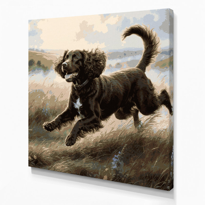 «Dogs Irish Water Spaniel», art mural sur toile brune, 8" H x 8" W