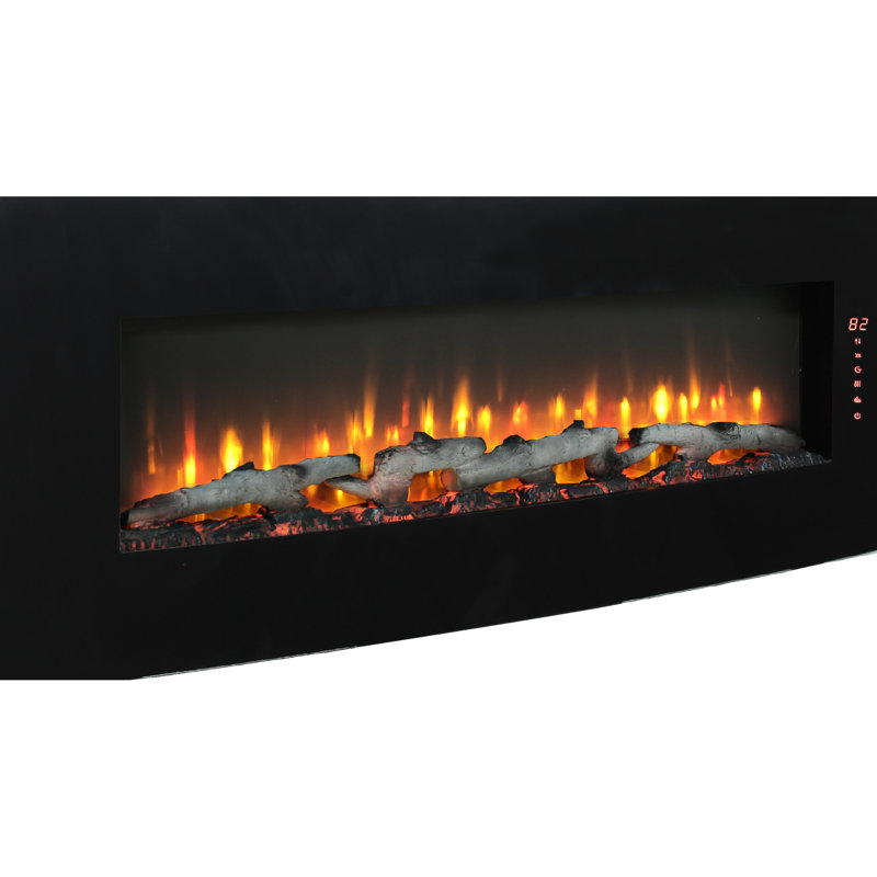 Curved Electric Fireplace With Remote - 1400W Heat, 4 Backlight Colors, Adjustable Flame & , Wall Mounted/Table Top 48 Inch 5000 /H 11 Temperature Settings, Multi Color