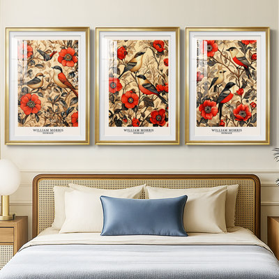 WM MORRIS Series LVII  -Custom Framed  Premium Print W Matt - 3 Pieces
