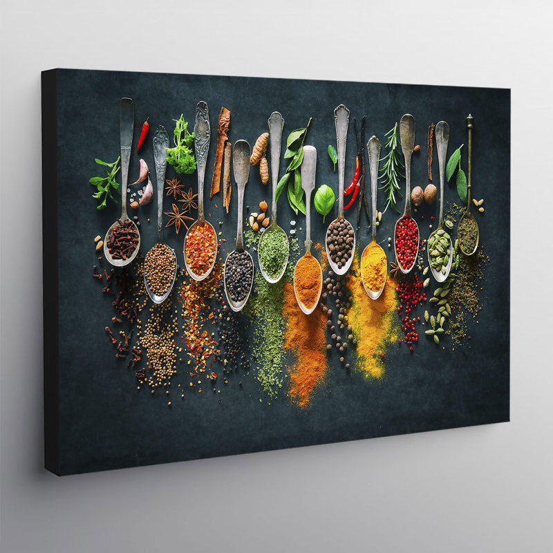 Herbs And Spices Spoons - Wrapped Canvas Print, 41cm H x 61cm W x 4cm D