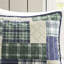 Courtepointe 3 pièces bleu marine - réversible, motifs patchwork et écossais, microfibre douce, taies décoratives à fermeture à glissière / rembourrage en coton bleu marine,-119379831-119379830