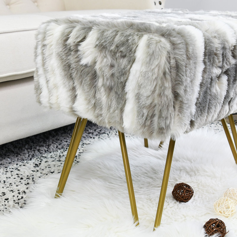 48.3cm Wide Rectangle Abstract Standard Ottoman, Grey