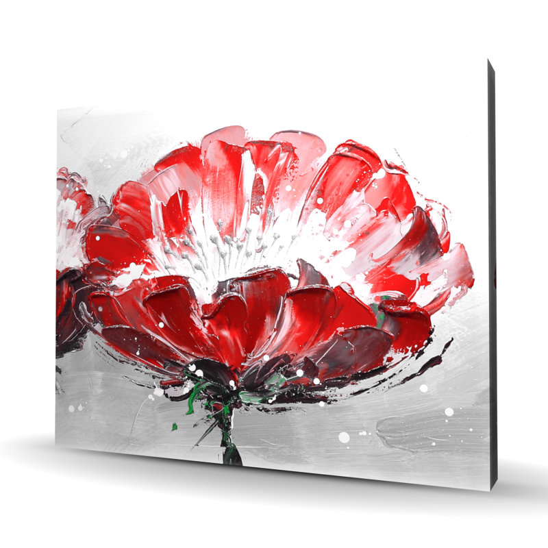 Two Wild Flowers Canvas | Gray Background Floral Decor