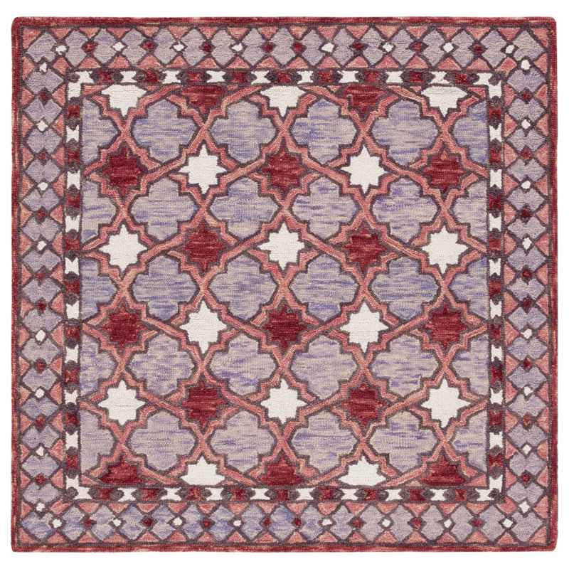 Hand Tufted Wool/Cotton Oriental Rug in Red/Pink, Rectangle 6' x 9'