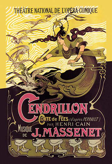 Cendrillon : théâtre nationale de l’opera-comique par emile bertrand affiche rétro, H 36 po x l 24 po x P 1,5 po