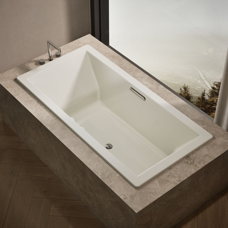 Underscore  72" x 36" Drop In or Undermount Acrylic Bathtub with Heater, Biscuit
