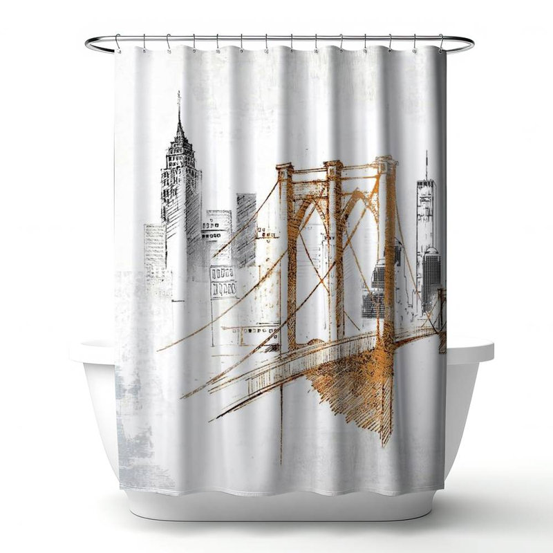 Shower Curtain CI100 – Polyester Shower Curtain, Dye Sublimation Print, 71" W × 74" L