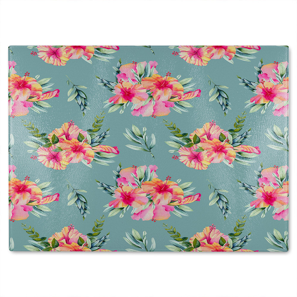 Flowers Glass Chopping Board
