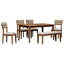 Ensemble de salle à manger 6 pièces, comprenant table de salle à manger, 4 chaises rembourrées et banc
