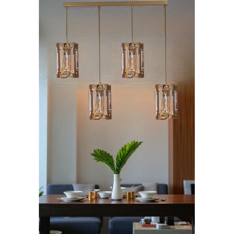 Lustre, Doré, 4 étages, Quatre lumières
