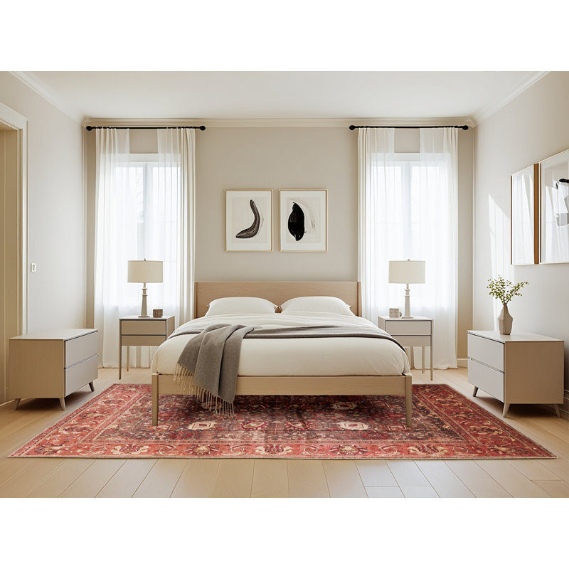 Tapis de style oriental rouge, Rectangle 5 pi x 8 pi