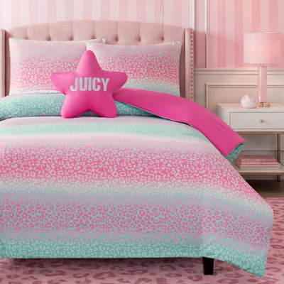 Juicy Couture Kids Rainbow Ombre Leopard Reversible Comforter Set