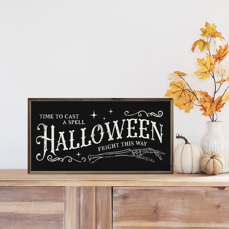 Halloween Fright This Way - noir, L 16 po x H 8 po, Noir / blanc